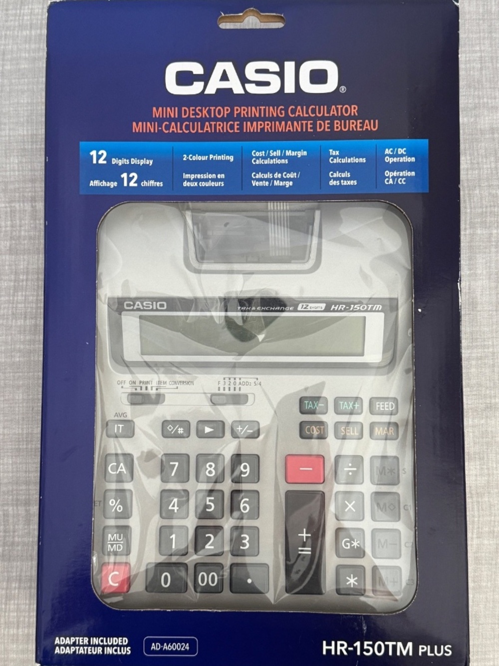NEW Casio HR-150TM Plus PRINTING CALCULATOR Mini Desktop 2-Color AC/Battery Op